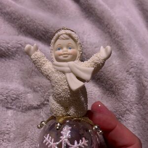 Dept 56…Snow Babies… One Baby in a Snowsuit White & Gold Holiday Ornament